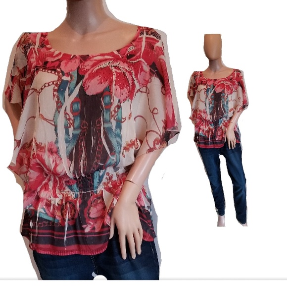 Style & Co. Tops - Style & Co Flowy Banded Waist Blouse (A4)